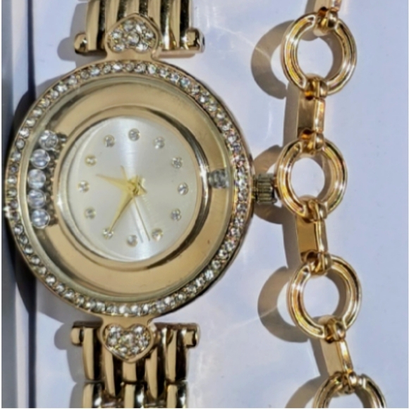 🆕Time and Tru Women's Adult Gold Tone Floating Bezel Watch and Faux Crystal - Picture 3 of 3